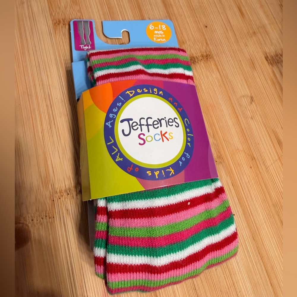 Jefferies Socks Red and Green Striped Girls tights